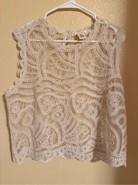 Ultra Pink Ivory Crochet Lace Camisole